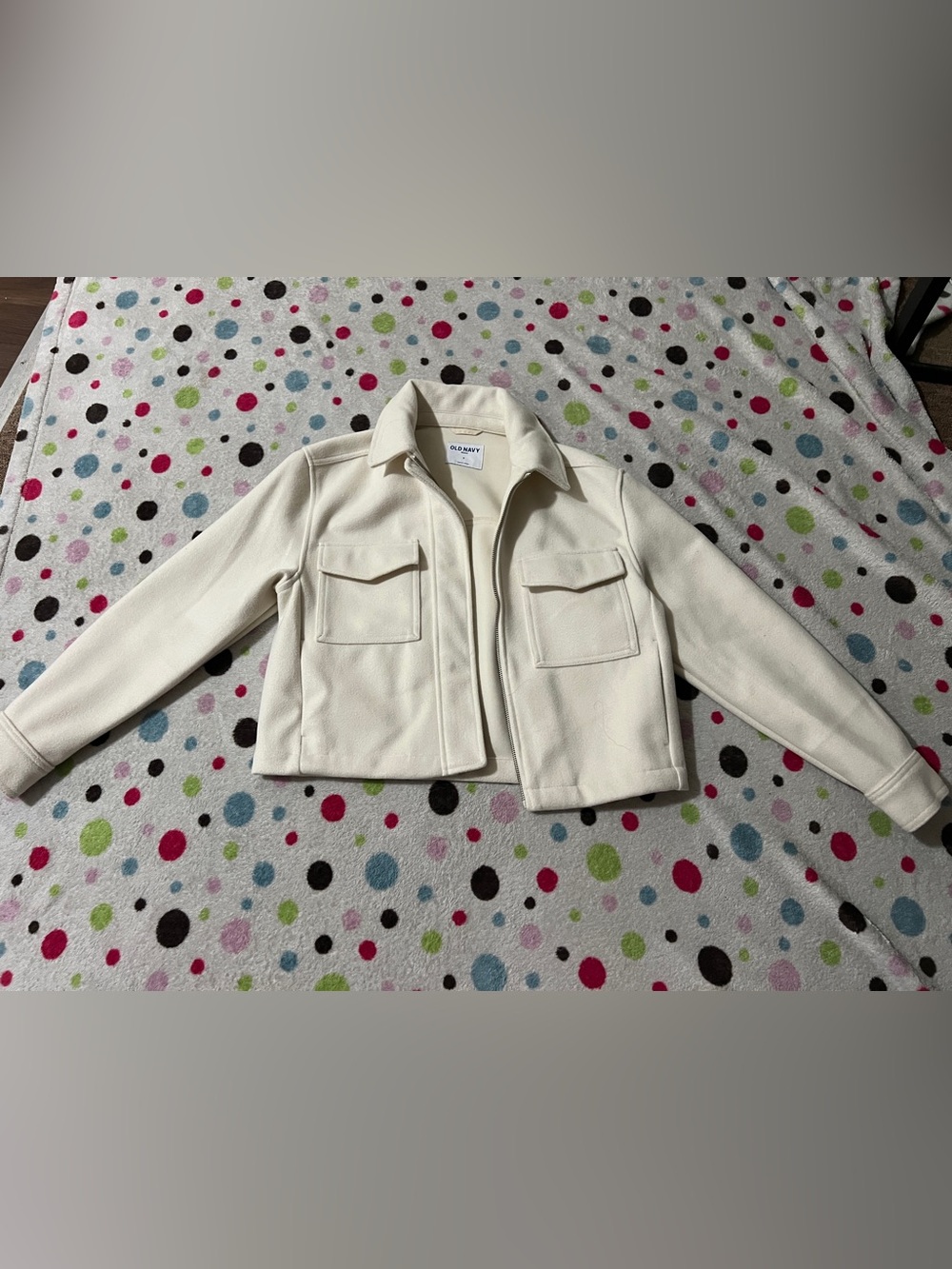 Old Navy Off-White Zip Jacket with Front Flap Pockets